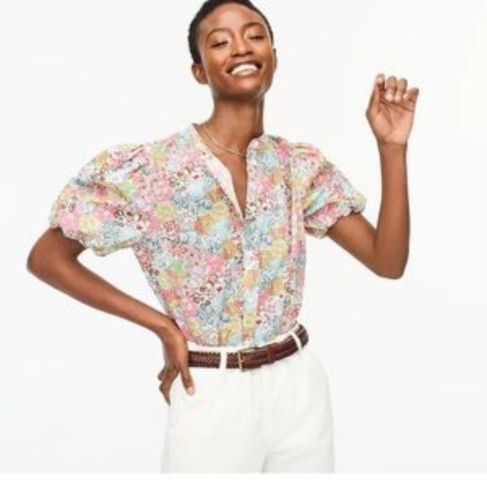 J. Crew Liberty floral cotton puff sleeve blouse